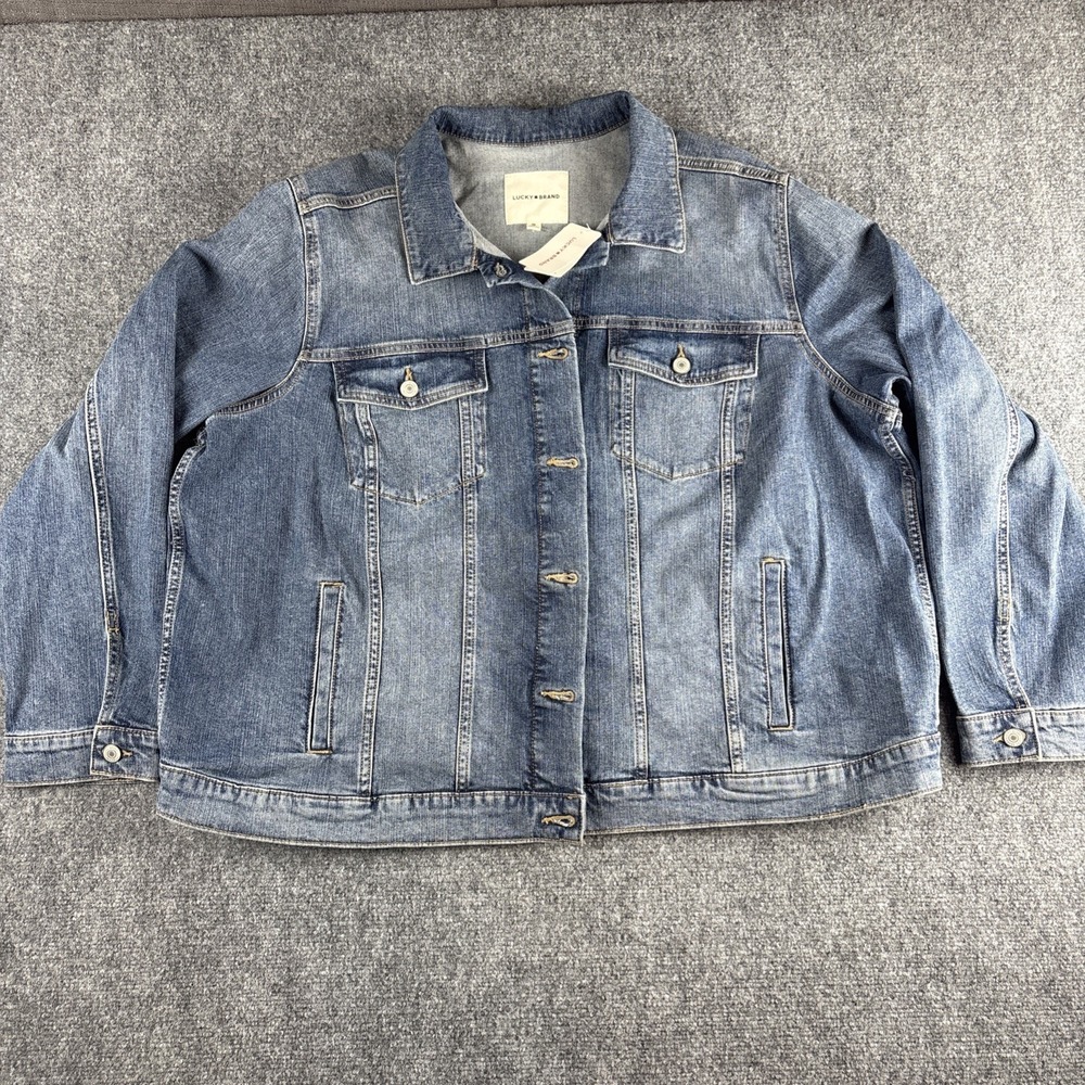 NWT Lucky Brand Classic Denim Trucker Jacket Women's Plus Size 3X Blue